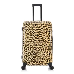 InUSA PRINTS Lightweight Hardside Large Checked Spinner Suitcase - Cheetah