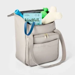 Pet Travel Gear Bag With Bowls Taupe - Open Story™
