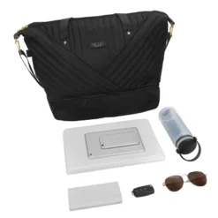 Rachel Rachel Roy 22" Black Quilted Fabric Deluxe Duffle Bag With Shoe Compartment -Vera Bradley || Rockland || Disney Shop GUEST 44770327 789d 43d2 9dde c25056e69a5e