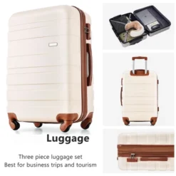 3 PCS Expandable ABS Hard Shell Luggage Set With Spinner Wheels And TSA Lock - ModernLuxe