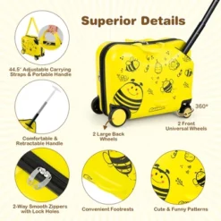 Costway 2PC Kids Ride-on Luggage Set 18'' Carry-on Suitcase & 12'' Backpack Anti-Loss Rope Yellow 14 Costway 2PC Kids Ride-on Luggage Set 18'' Carry-on Suitcase & 12'' Backpack Anti-Loss Rope Yellow -Vera Bradley || Rockland || Disney Shop GUEST 63de6285 e0d4 46ab a2ac 4d98d9a67232