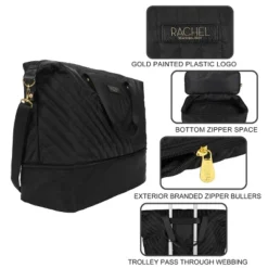 Rachel Rachel Roy 22" Black Quilted Fabric Deluxe Duffle Bag With Shoe Compartment -Vera Bradley || Rockland || Disney Shop GUEST 671f6880 7a28 4884 85aa 61463c44a7e4