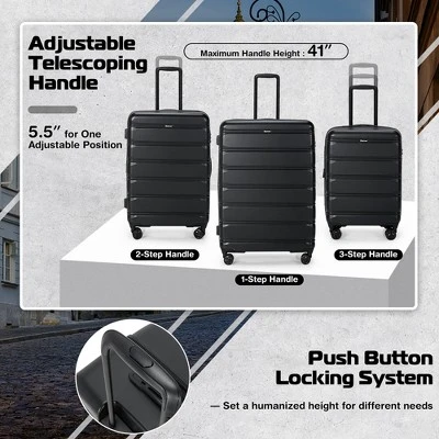 Costway 3 Piece Hardshell Luggage Set Ex Pandable Suitcase W/ TSA Lock & Spinner Wheels 6 Costway 3 Piece Hardshell Luggage Set Ex Pandable Suitcase W/ TSA Lock & Spinner Wheels - Image 6