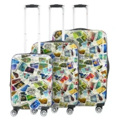 DISNEY Ful Disney 100 Years Stamps ABS 3pc Hard-sided Spinner Luggage Set
