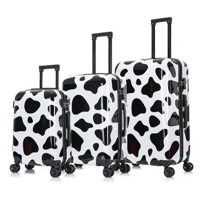 InUSA PRINTS Lightweight Hardside Checked Spinner 3pc Luggage Set - Cow 1 InUSA PRINTS Lightweight Hardside Checked Spinner 3pc Luggage Set - Cow