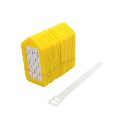 Unique Bargains Rectangle Shape Plastic Bag Name Label Luggage Tag 20 Pcs Yellow White 1 Unique Bargains Rectangle Shape Plastic Bag Name Label Luggage Tag 20 Pcs Yellow White