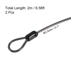 Unique Bargains Security Steel Cable Coated Luggage Lock Wire Rope W Double Loop