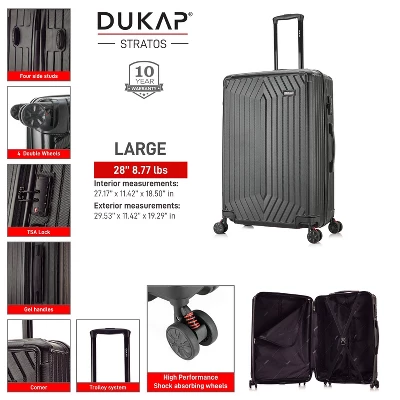DUKAP STRATOS Lightweight Hardside Large Checked Spinner Suitcase 1 DUKAP STRATOS Lightweight Hardside Large Checked Spinner Suitcase