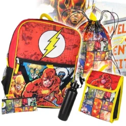DC Comics The Flash 16" Backpack Cinch Bag Water Bottle Lunch Tote 5 Pc Set Red -Vera Bradley || Rockland || Disney Shop GUEST 9a56e392 eefc 4723 9b16 b5f64354146b