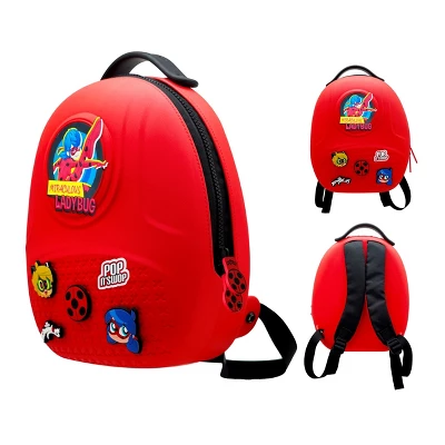 Miraculous Ladybug Pop N' Swop Ladybug Backpack With Handle, 6 Clip-on Badges And Zipper, Lightweight Durable Waterproof Bag With Adjustable Straps 1 Miraculous Ladybug Pop N' Swop Ladybug Backpack With Handle, 6 Clip-on Badges And Zipper, Lightweight Durable Waterproof Bag With Adjustable Straps