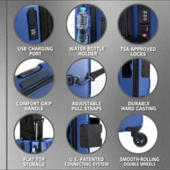 TACH V3 Connectable Hardside Carry On Rolling Suitcase Luggage W/ Spinner Wheels, TSA Approved Lock, 2 USB Charging Ports, And Bottle Clip -Vera Bradley || Rockland || Disney Shop GUEST d320d61a 514b 4530 a53c bec666ca47b6