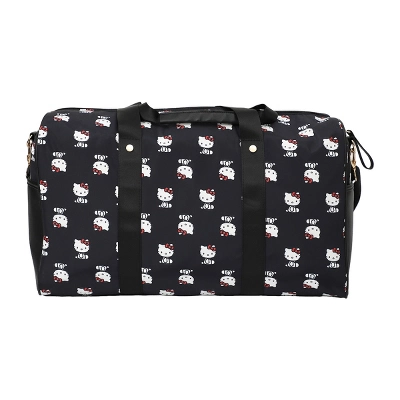 SANRIO Hello Kitty AOP In Nylon With PU Accents Black Wheeled Duffle 3 SANRIO Hello Kitty AOP In Nylon With PU Accents Black Wheeled Duffle - Image 3