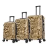 InUSA PRINTS Lightweight Hardside Checked Spinner 3pc Luggage Set - Cheetah