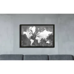 Home Magnetics Modern World Map - L Black/Distressed