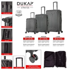 DUKAP STRATOS Lightweight 3pc Hardside Spinner Luggage Set